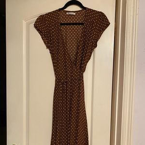 Reformation Carina Dress in brown polka dot
